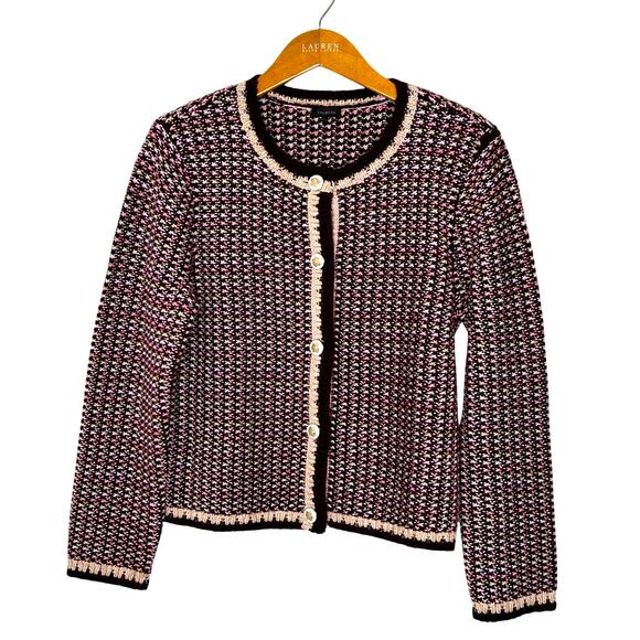 Talbots Tweed Crewneck Cardigan - Picture 1 of 10